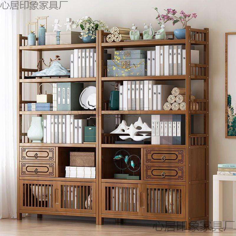 书架落地置物架客厅收纳架家用展示架简易书柜中式博古架玄关隔断