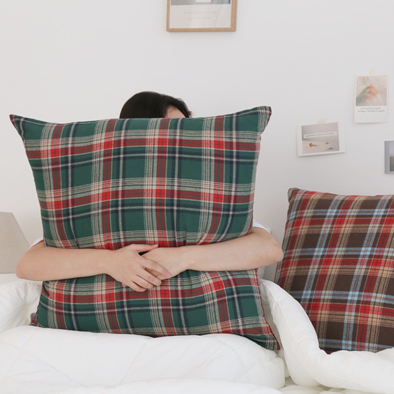 圣诞抱枕沙发客h厅方形超大号靠枕65红色格子腰枕套可拆洗床头靠