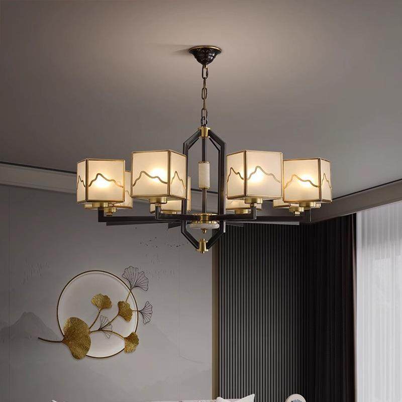 新中式全铜吊灯客厅灯现代中国风大气别墅餐厅茶室复古灯具