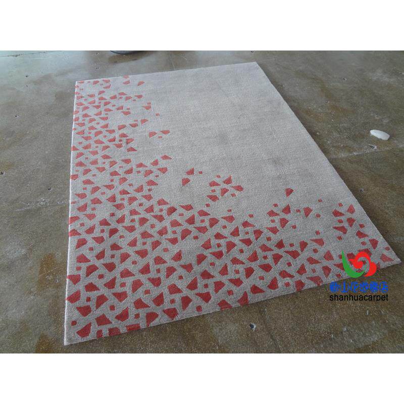 现代简约粉红色几何格子中式客厅茶几沙发地毯书房卧室客房床前毯