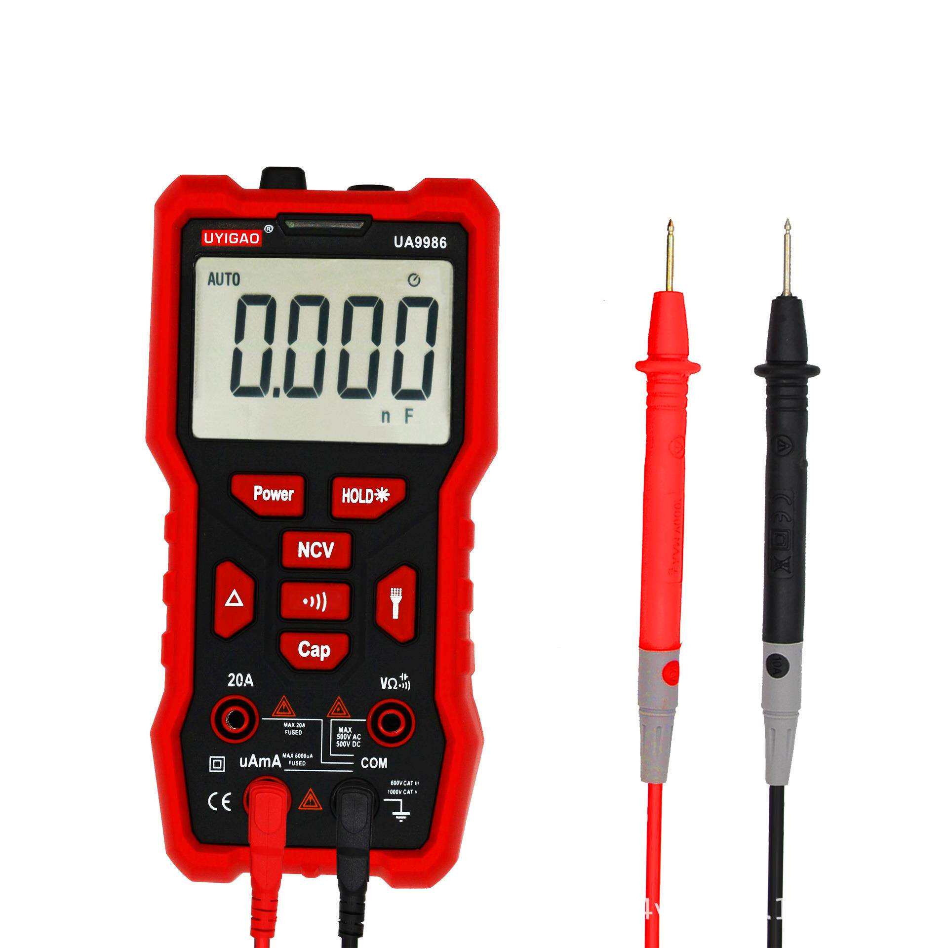 优仪高UYIGAO万用表UA9986按键款智能万用表 带温度频率测量 NCV