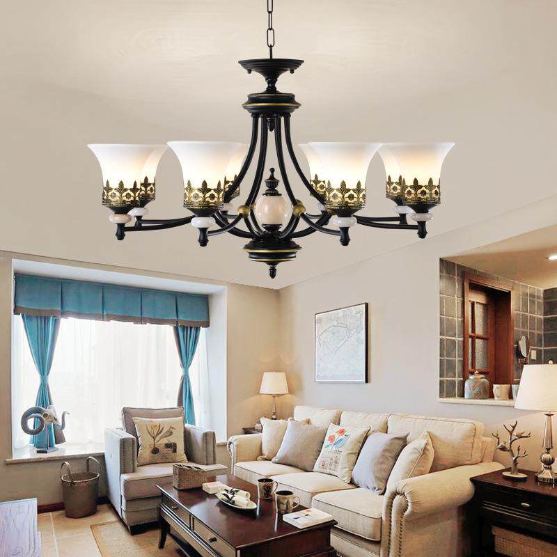 美式乡村灯客厅灯大气卧室温馨铁艺灯具创意复古餐厅吸顶艺术吊灯