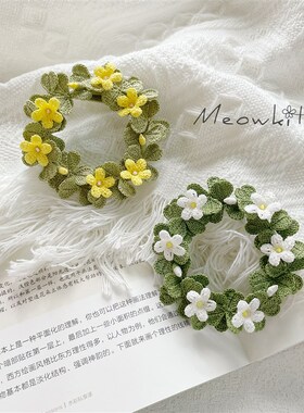 猫粒女子DIY部  森系酢浆草花环别针I微钩DIY手作钩针编织材料包