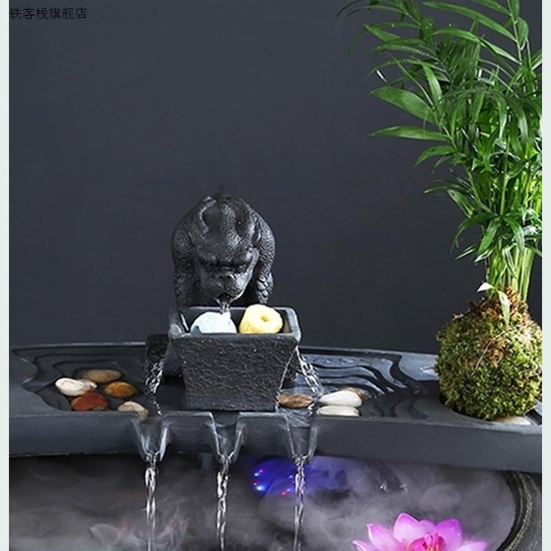 新款水缸造景摆件水循环过滤增族氧饰流水摆陶瓷件装器过滤流水器