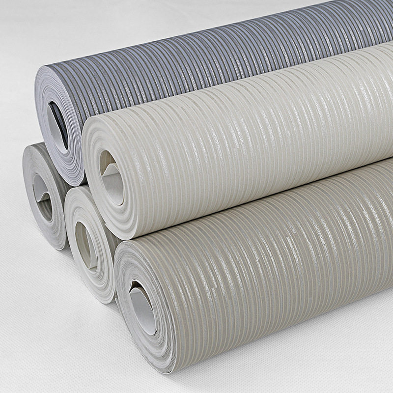 无纺布纯色简约竖条纹素色墙纸现B代简约满铺大面积客厅卧室壁纸