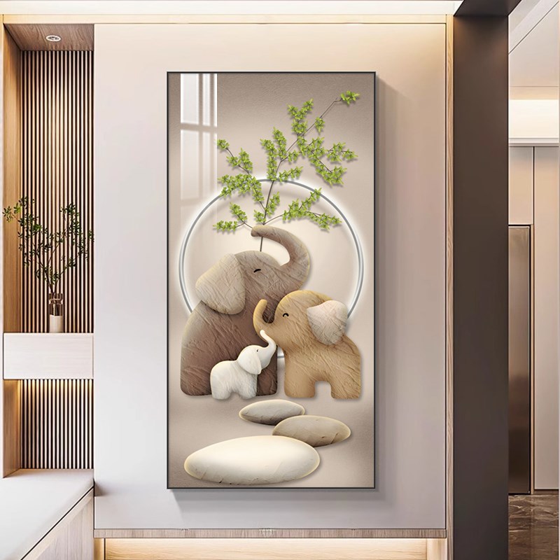 玄关装饰画现代简约入户正对进门墙壁挂画奶油风玄幻走廊过道壁画
