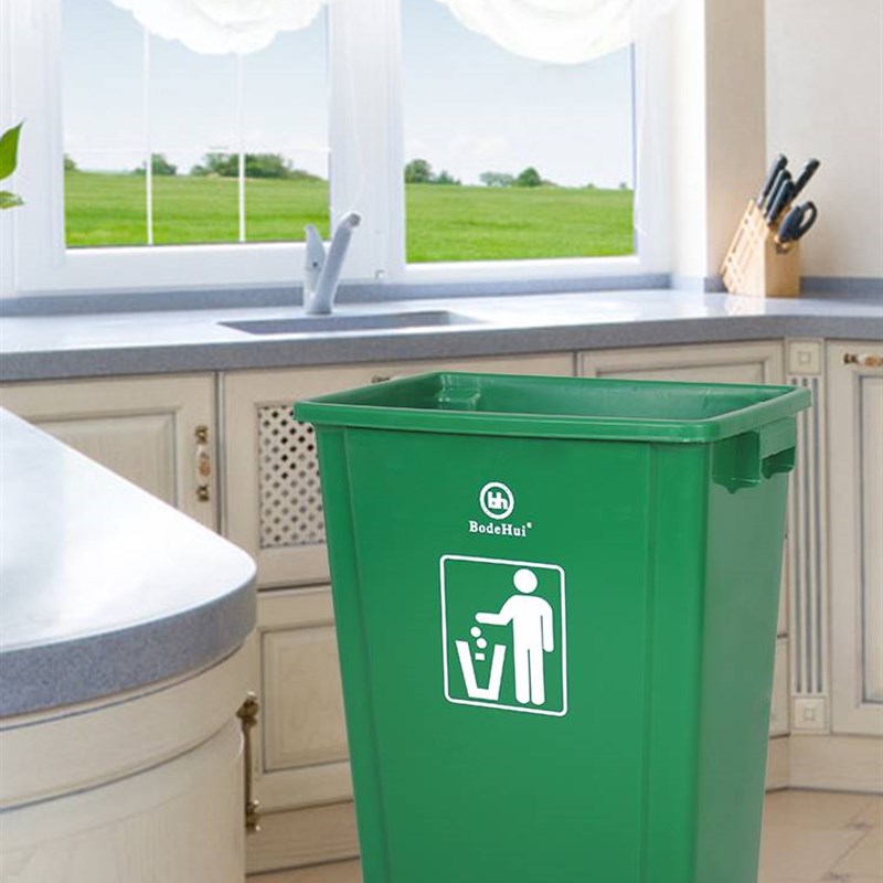 酒店饭店长方形无盖垃圾桶40升大号办公室大容量家用商用厨房60L