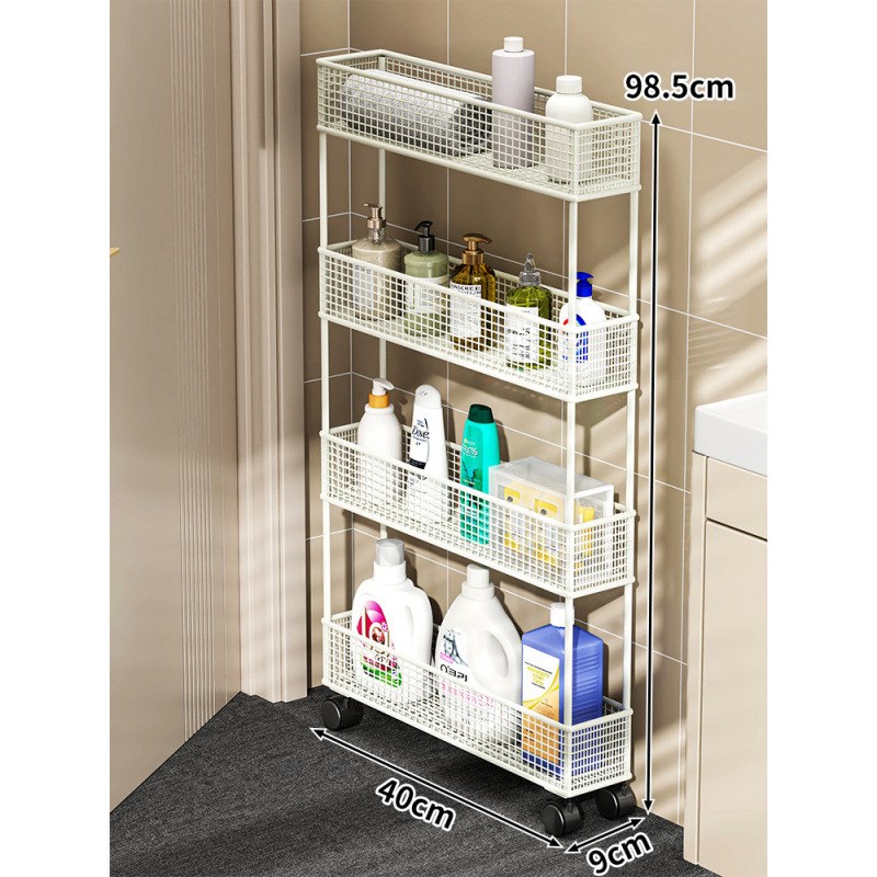 卫生间夹缝置物架门后超窄缝隙收纳柜浴室12cm极窄小推车款