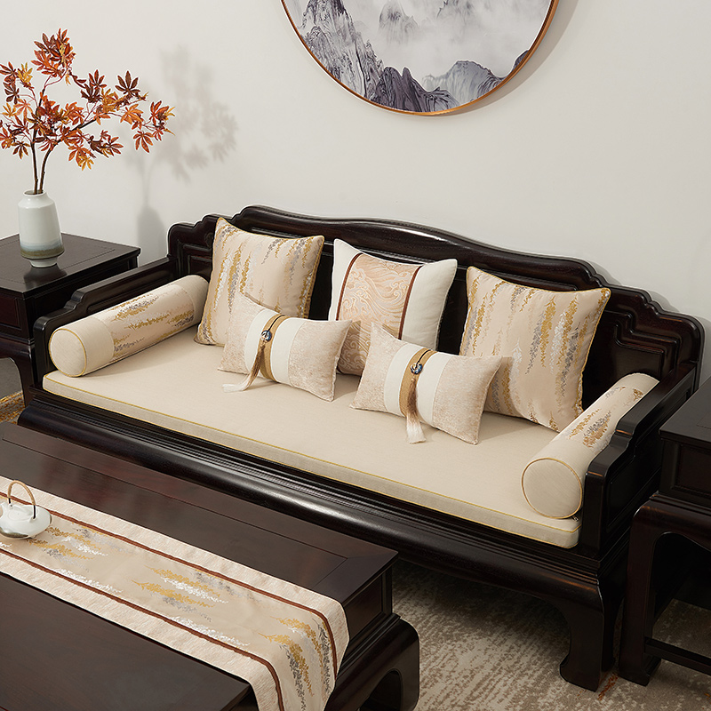 定制中式红木靠垫新中式长方形抱枕套中国风沙发腰枕床头靠枕套