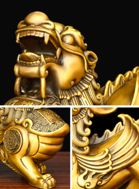 铜貔貅摆件一对家居客厅店铺装饰品大号金钱貔貅乔迁开业送礼皮丘