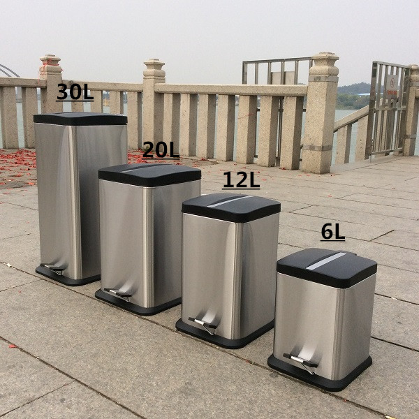 欧式不锈钢方形圆形脚踏式垃圾桶6L/12L/20L/30L/40L/50L/60L