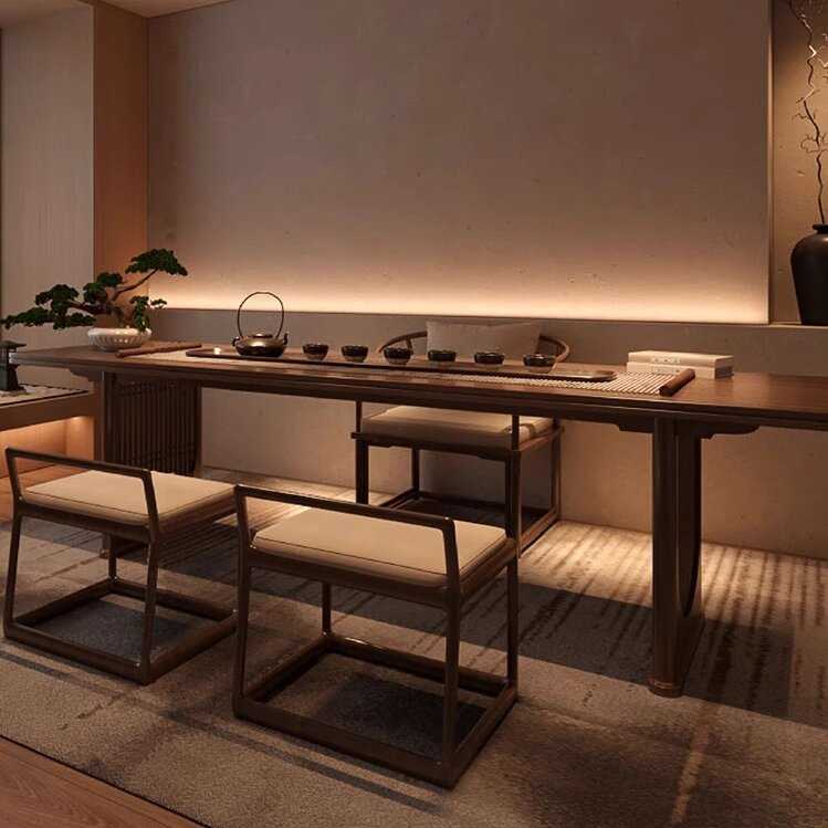 现代简约白蜡木全实木泡茶桌茶台商业办公家用客T厅洽谈茶桌椅组