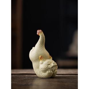 赵永辉喜从天降小白龙紫砂茶宠摆件精品可养茶具茶盘手工装饰茶玩