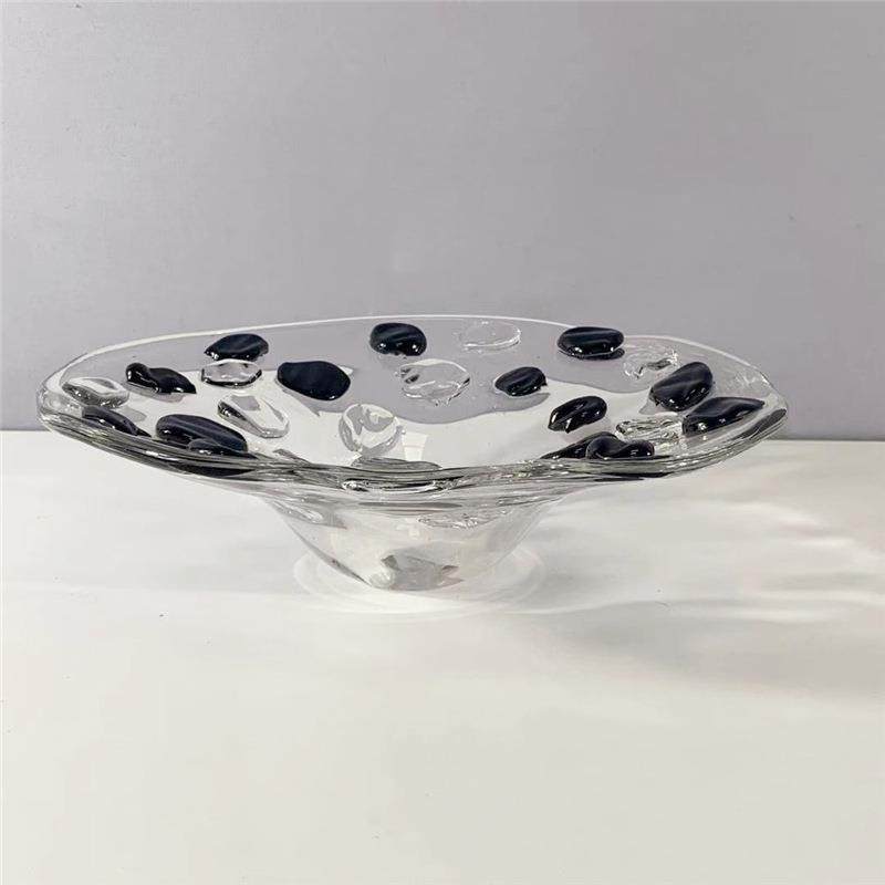 现代轻奢高脚玻璃水果盘家居摆件样板间茶几餐桌创意果斗装饰摆设