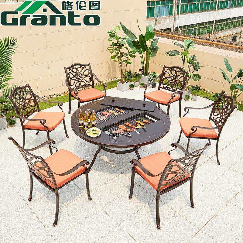 庭院铸铝桌椅户外别墅院子花园烧烤火锅桌子室外露天楼台碳烤餐桌,鲜花速递/花卉仿真/绿植园艺,割草机/草坪机,淘宝优惠券,粉丝福利购,淘宝优惠卷