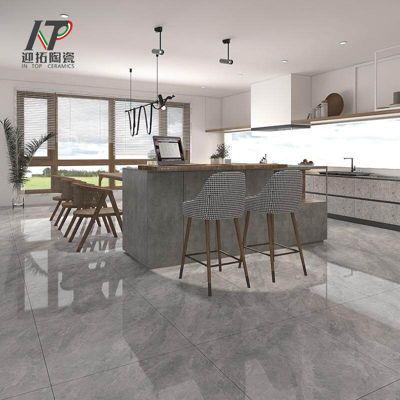 佛山瓷砖无限连纹通体大理石瓷砖800x800现代简约灰色客厅地砖