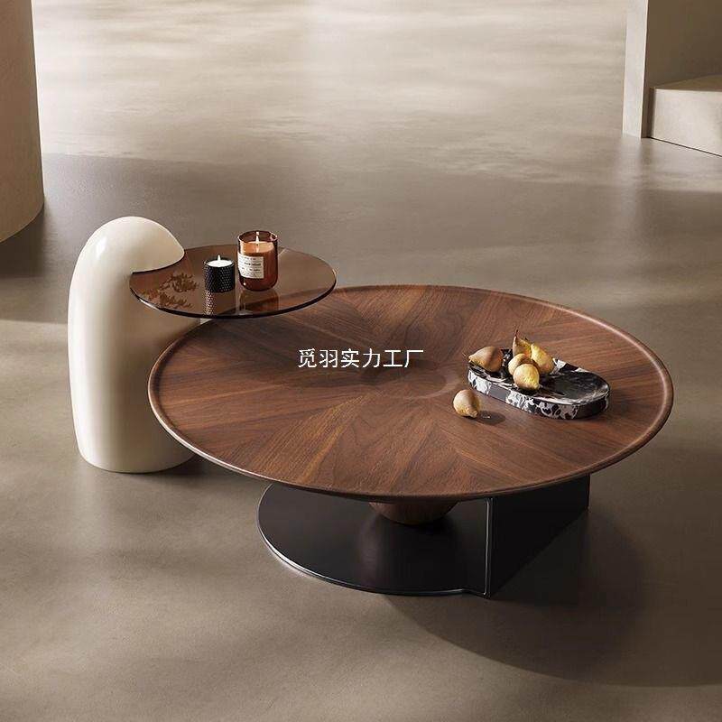 轻奢现代简约客厅小户型创意设计师意式极简圆形飞碟茶几家用