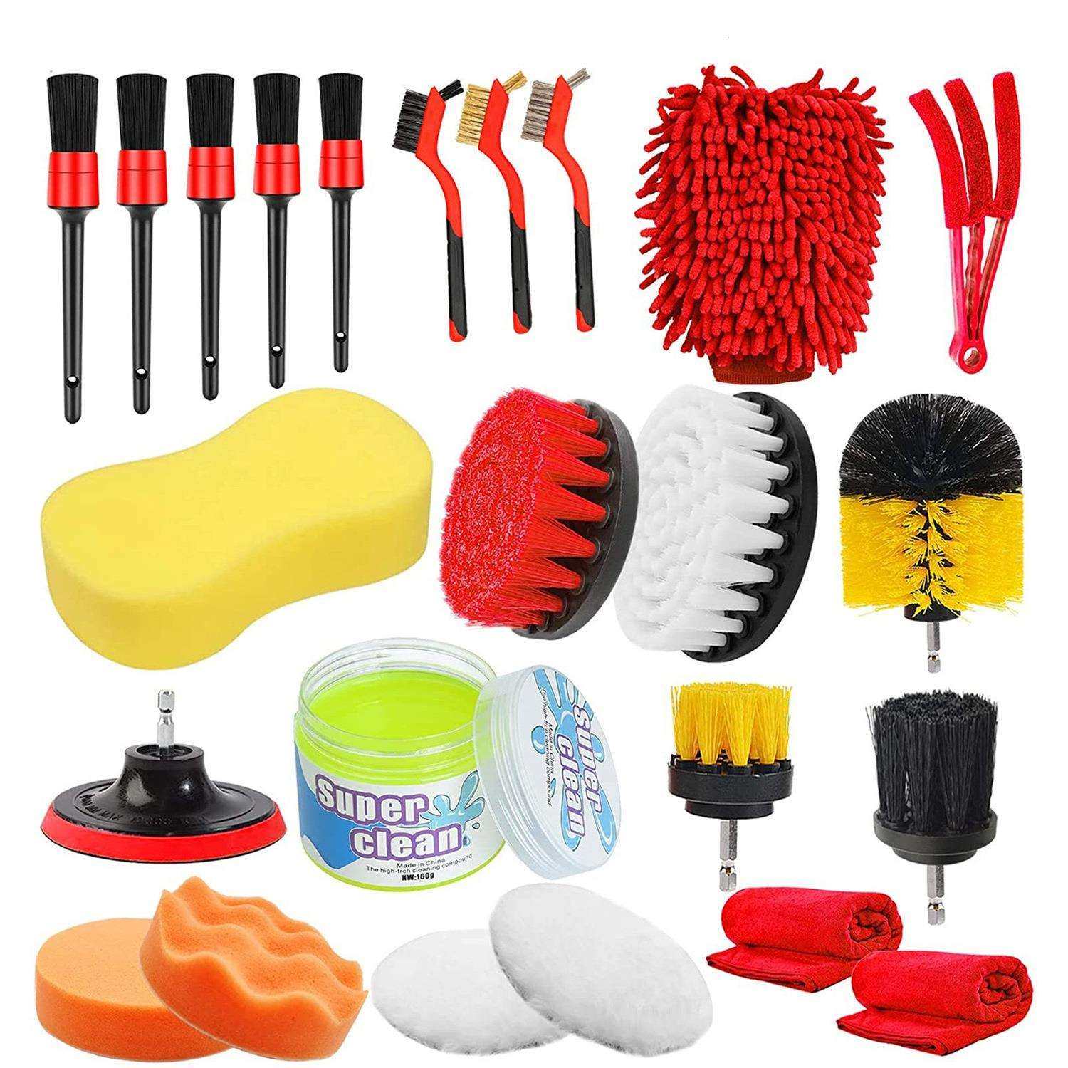 跨境爆款混色电钻刷24件套波浪海绵洗车刷汽车车胎内饰清洁除尘刷,鲜花速递/花卉仿真/绿植园艺,割草机/草坪机,淘宝优惠券,粉丝福利购,淘宝优惠卷