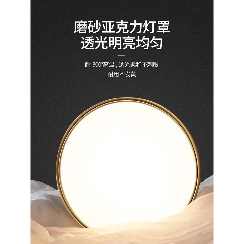 2023新款超薄全铜吸顶灯led超亮防蚊虫防潮三色遥控阳台卧室灯具