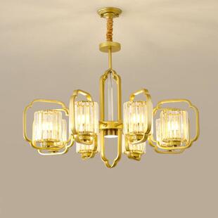 轻奢水晶吊灯新中式 饰灯具中国风大气客厅灯家用房间灯 铁艺古典装