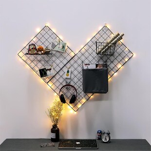 照片墙网格铁h艺置物架娃娃墙收纳毛绒玩具挂架网红房间装饰品