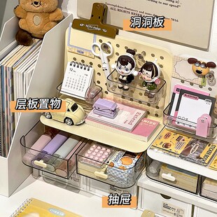 桌面抽屉式吧唧收纳盒展示架谷子小卡收纳展示展示盒文具置物架放