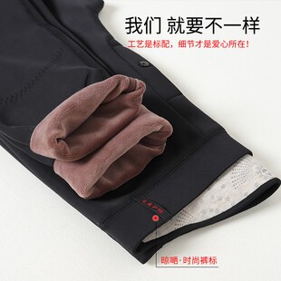 男士特大码加绒薄款棉裤光面加肥加大保暖裤内穿弹力打底裤秋冬季