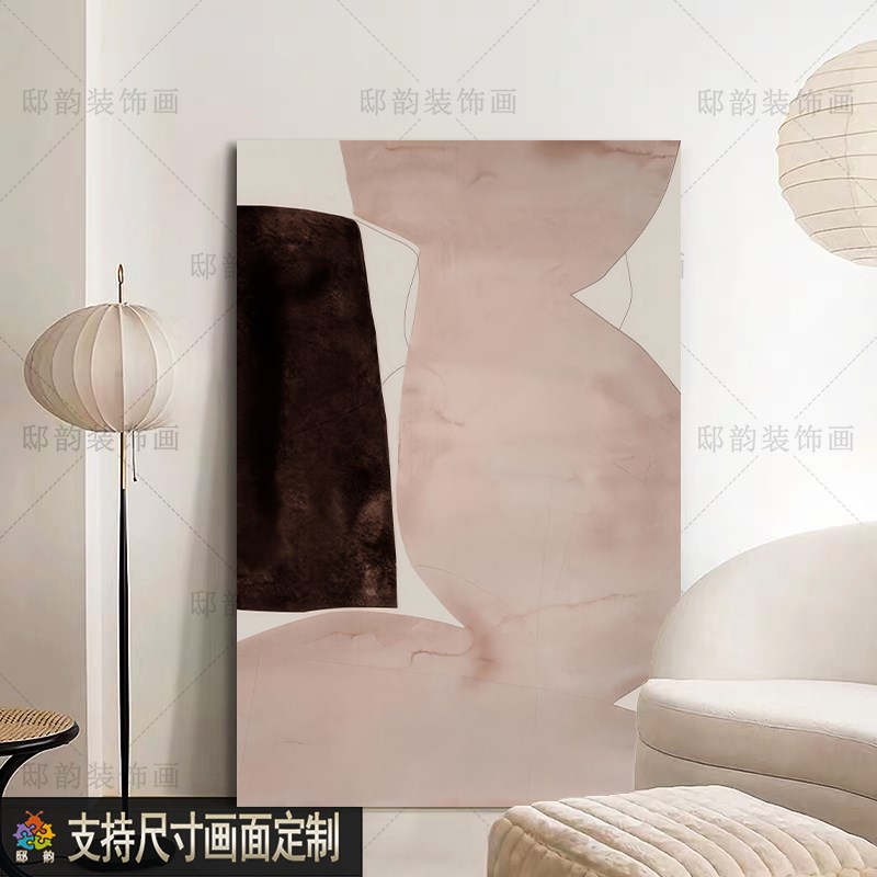 抽象极简高级感沙发背景墙装饰画侘寂风客厅餐厅过道挂画无框定制图片