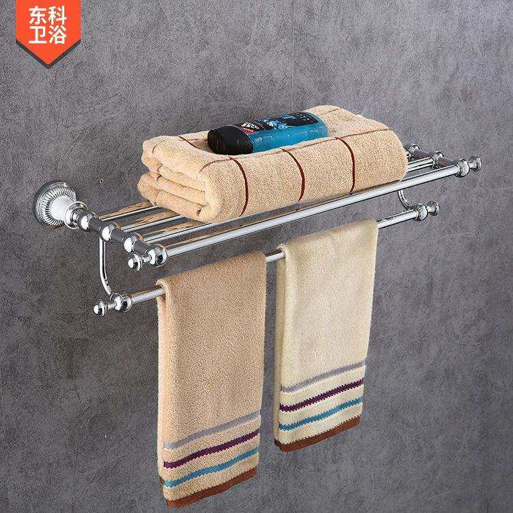 欧式仿古银色双层浴巾架 多功能毛巾架美式复古浴室挂件