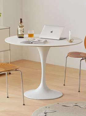 HY-C20郁金香圆桌北欧家用现代简约白色餐桌岩板小户型餐厅圆形in