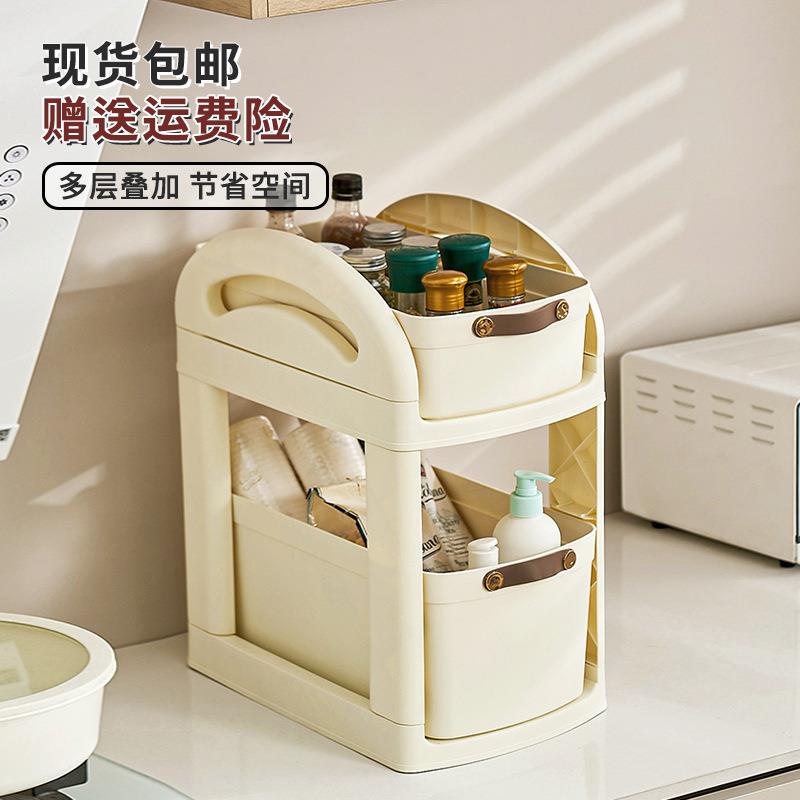 厨房置物架多层落地式家用多功能调味品储物架抽拉式置物架小推车