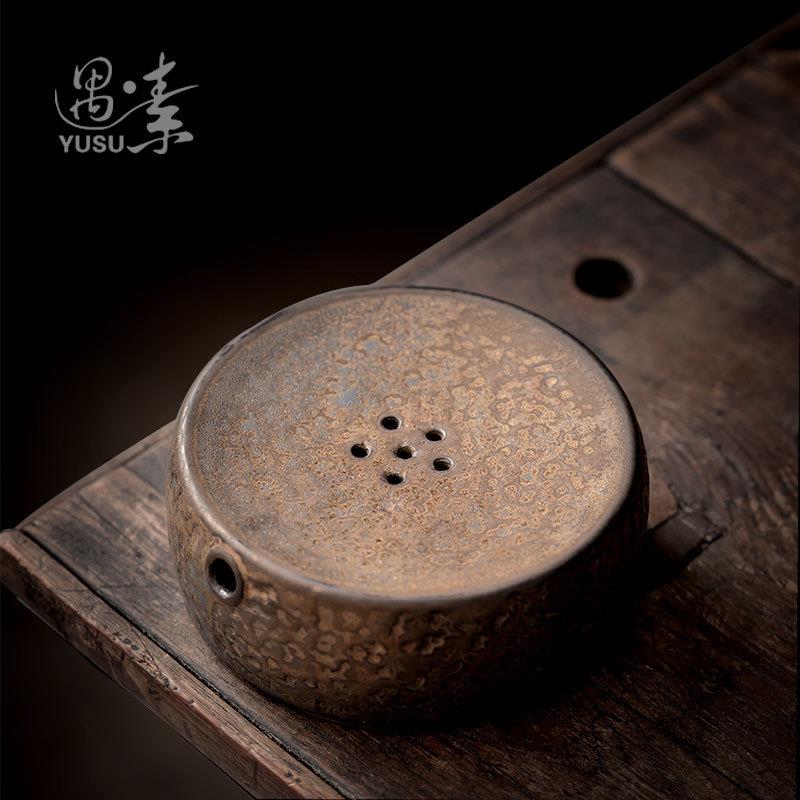 鎏金复古陶瓷茶盘干泡盘中式茶壶底座壶承壶托养壶垫储水式小茶台
