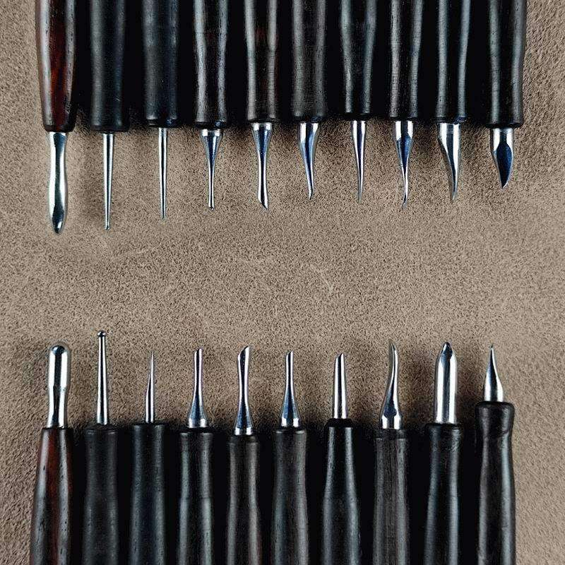 皮革塑形起鼓压擦器写实动物精细毛发肌理皮雕不锈钢工具10件套