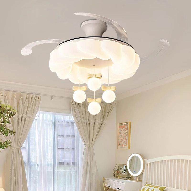 吸顶隐形风扇灯2025新款静音奶油风餐厅主卧室灯儿童房护眼吊扇灯