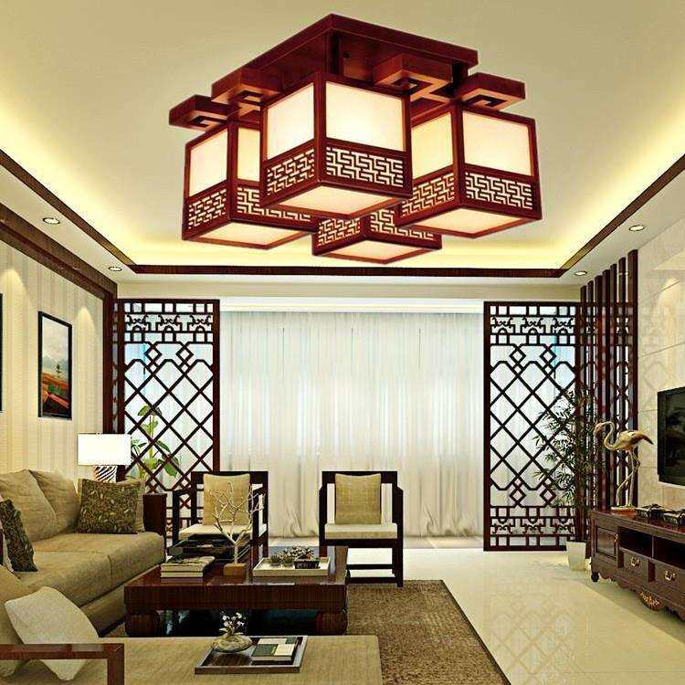 新中式吸顶灯 LED亚克力实木客厅吊灯 仿古茶楼酒店餐厅卧室灯具