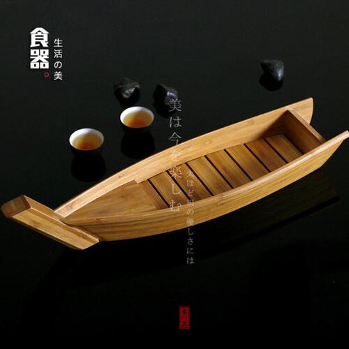 寿司船意境竹简易船刺身船修长三文鱼干冰船龙虾船刺身寿司料理船