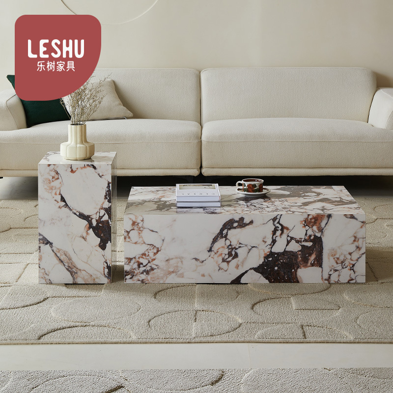 包邮设计师宝格li丽茶几全岩板意式极简简约方形高端别墅茶几组合