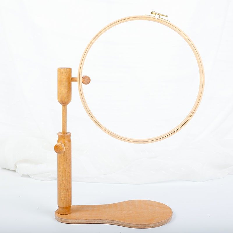 手工刺绣绣花绣绷 高档榉木实木便携式圆形台式绣架可调式旋转