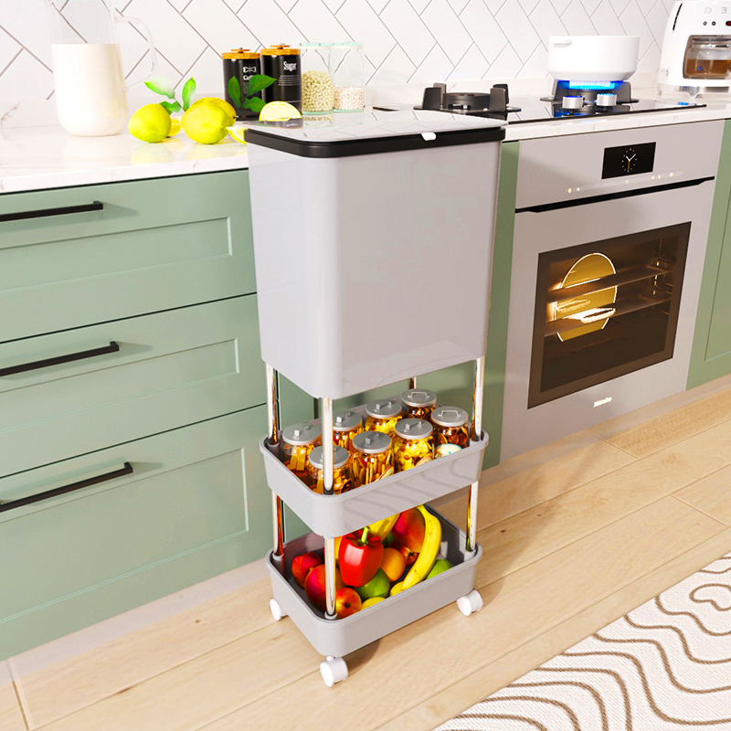 厨房垃圾桶家用卧室客厅多层分类带盖带滑轮干湿分离可移动垃圾筒