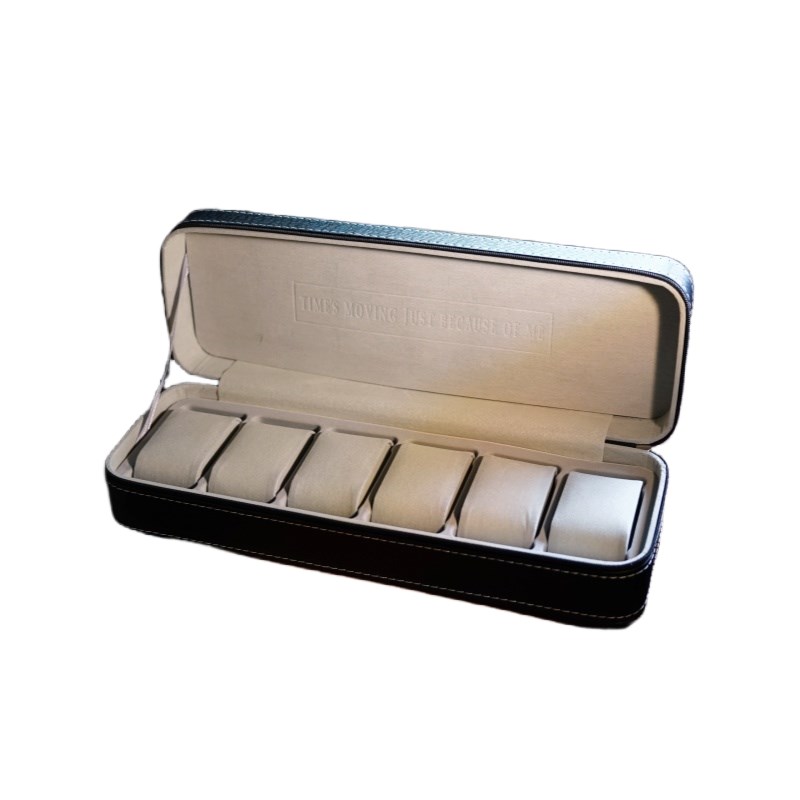 便携防尘6位手表收纳盒 拉链手表盒腕表首饰盒简约皮质手链展示盒