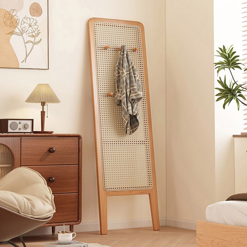 入户正对门藤编屏风隔断客厅进门玄关柜遮挡置物架衣帽挂衣架一体