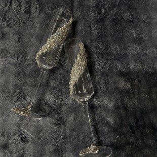 香槟杯高脚杯子碎钻敬酒杯diy敬酒杯结婚一对材料手工新订婚礼物