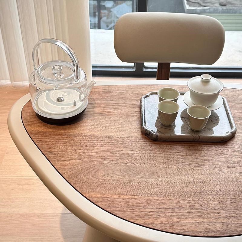 现代简约蘑菇小茶台客厅家用小户型高级奶油风实木阳台茶桌椅组合