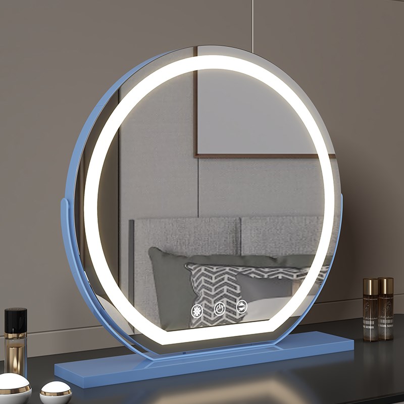 化妆镜带灯led半圆台式桌面补光镜子可旋转梳妆镜智能触控美妆镜