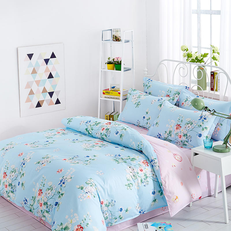 简约纯棉四件式100全棉简约ins网红款被套牀单牀上用品全棉4件套