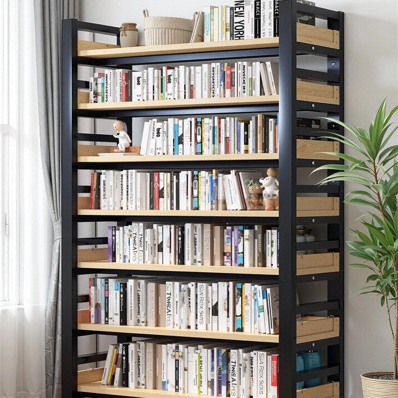 书架落地置物架多层家用钢木书架结实耐用一体靠墙储物架收纳书柜,住宅家具,书架,淘宝优惠券,粉丝福利购,淘宝优惠卷