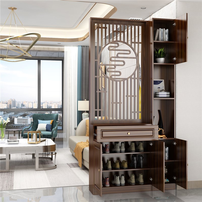 新中式屏风入户遮挡玄关柜办公家用客厅卧室现代简U约装饰镂空隔