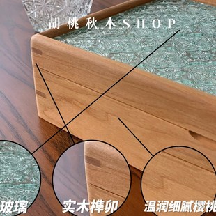 木质海棠压花玻璃首饰盒收拾收纳盒玻璃实木礼物家用卧室珠宝盒