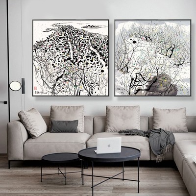 新中式吴冠中装饰画水墨水彩抽象客厅玄关挂画饭厅餐厅背景墙壁画