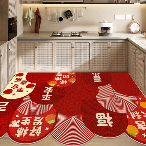 厨房地垫防滑防油可擦免洗pvc防水喜庆J满铺专用门口地毯加厚红色